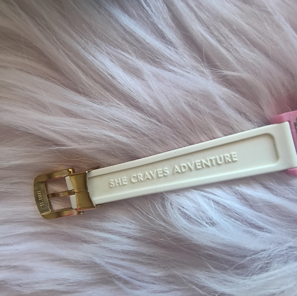 NEEDS BATTERY Kate Spade Red Pink Blue Yellow Orange Striped Silicone Watch - Picture 10 of 16